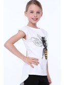 Tricou fete cu albină, alb NDZ8211 - Magazin online - Boutique